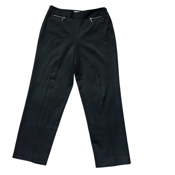Talbots Petites Stretch Black Straight-Leg Pants Zip Front Pockets Size 8P - Picture 1 of 8